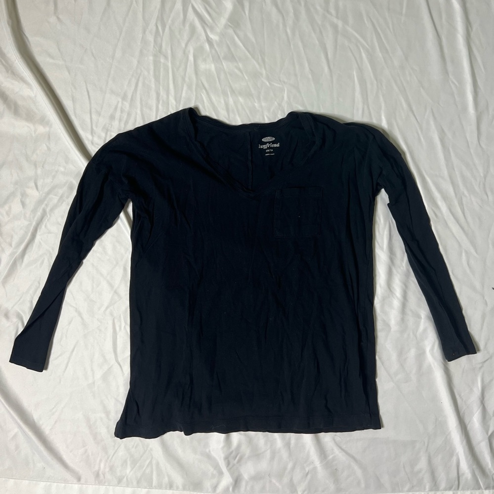 Black Long Sleeve Boyfriend Tee Old Navy